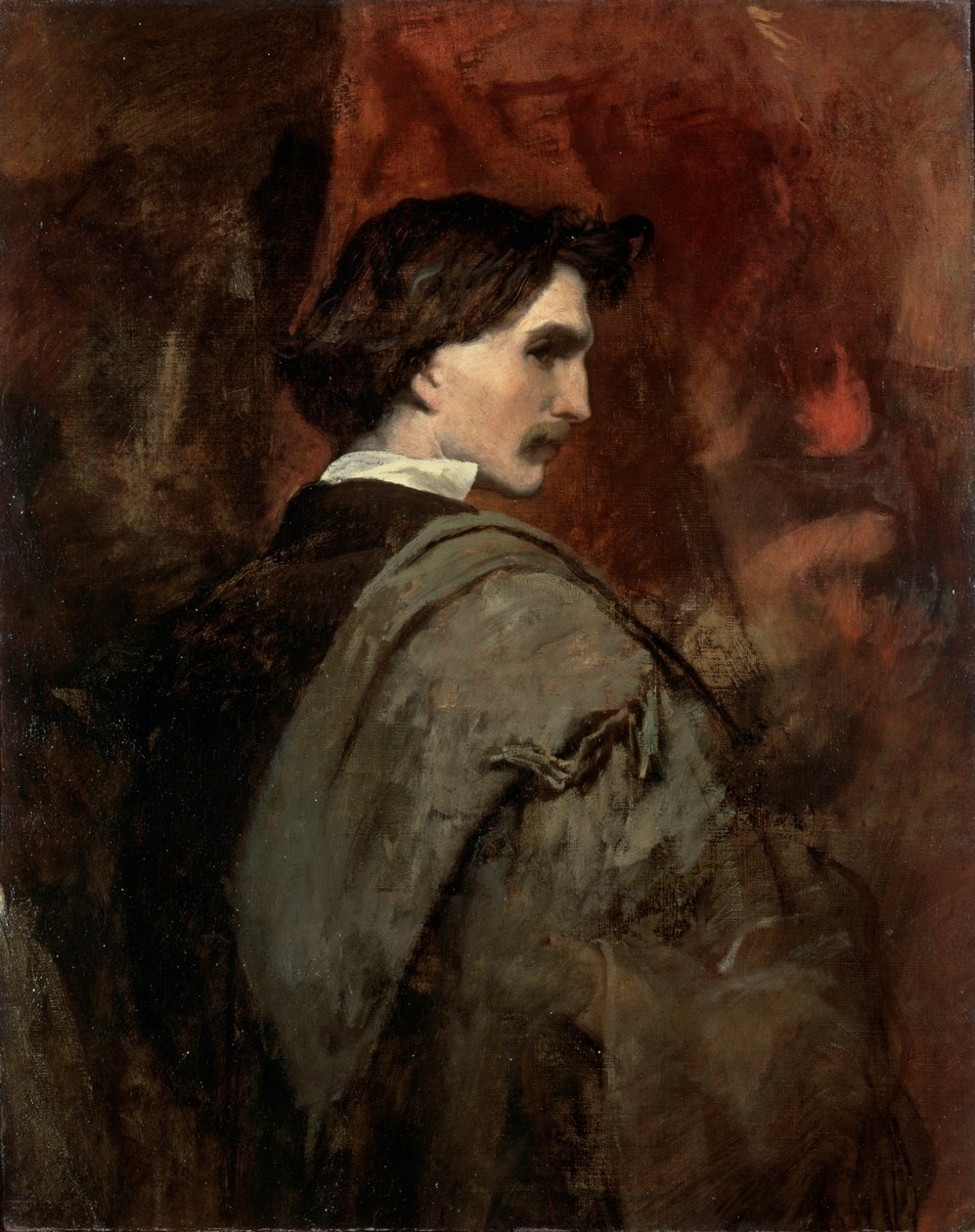 Selvportrett, c1854-c1858 av Anselm Friedrich Feuerbach