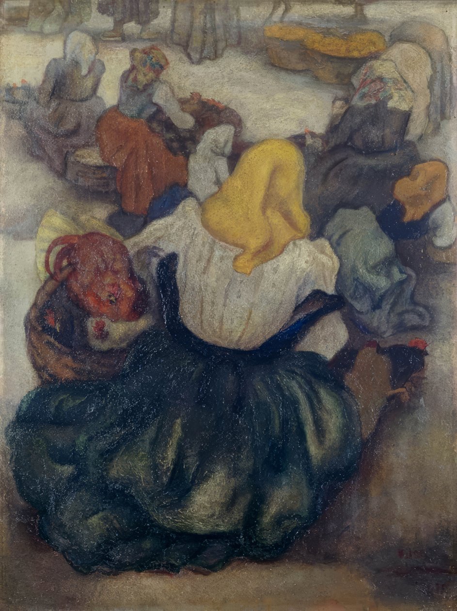 Markedets ende i Sulmona - Kjøkkenmarked av Anselmo Bucci