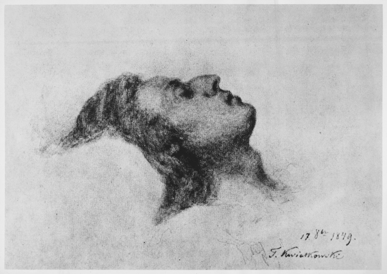 Frederic Chopin på dødsleiet, 17. oktober 1849 av Antar Teofil Kwiatowski