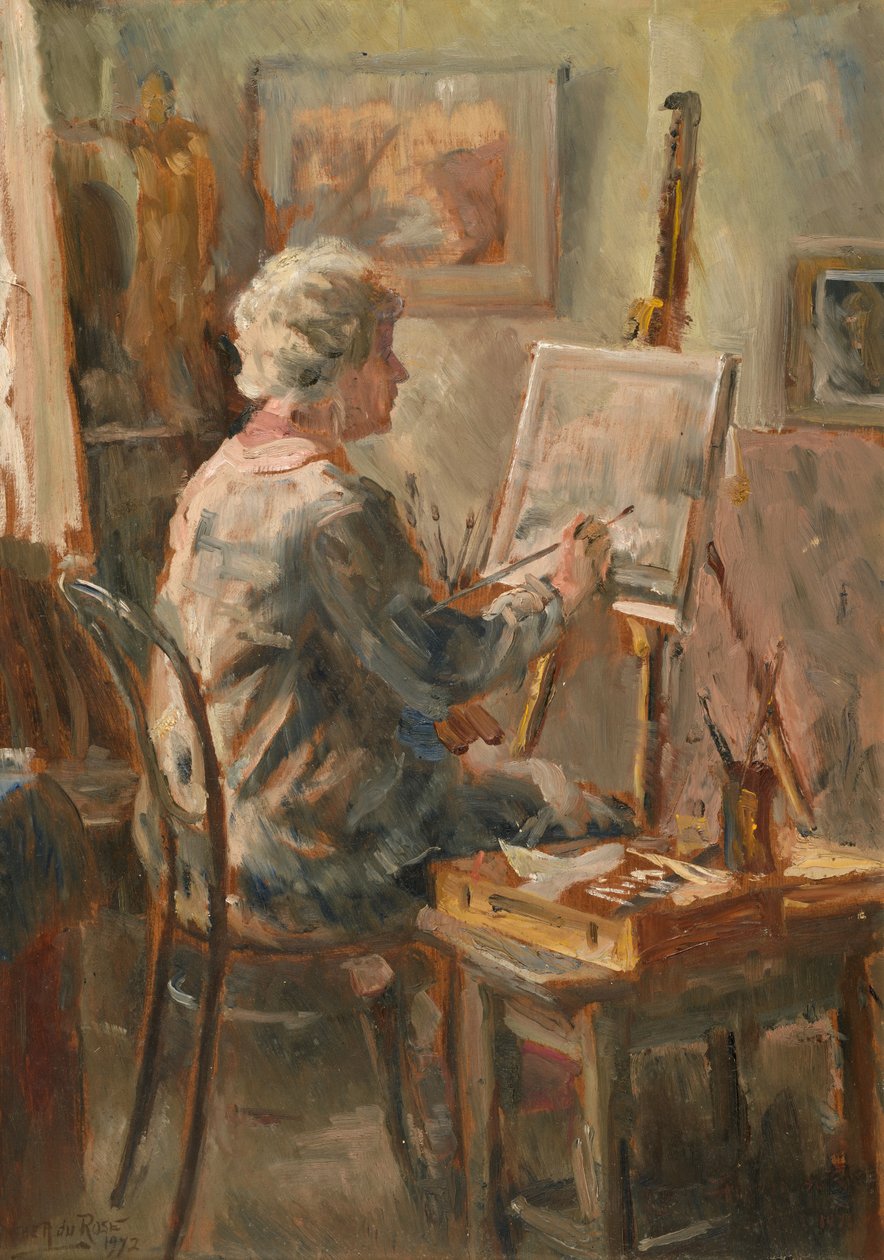 Kunstner på jobb i Cor Vissers studio, Ipswich av Anthea Durose