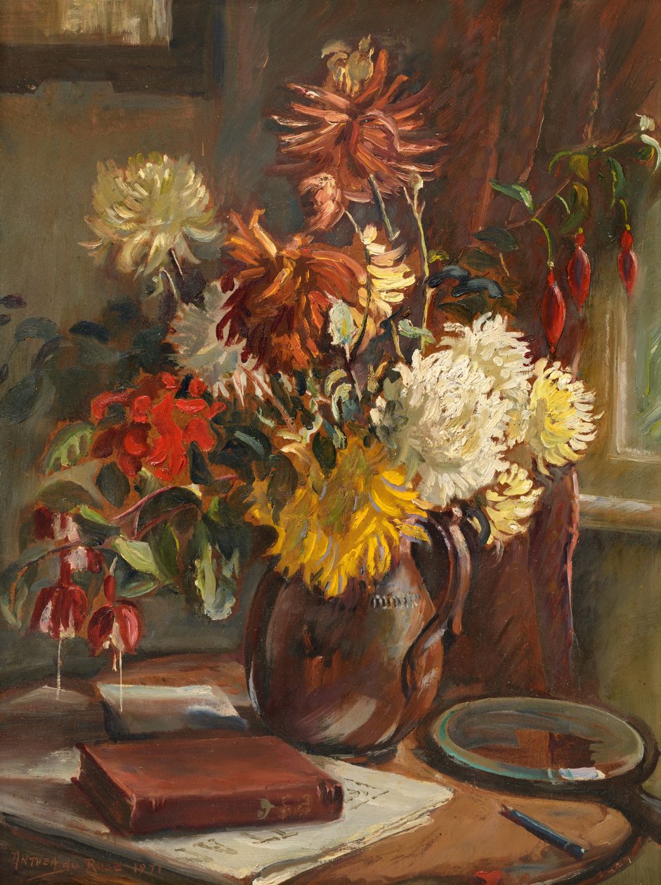 Krysantemum stilleben i Cor Vissers atelier av Anthea Durose