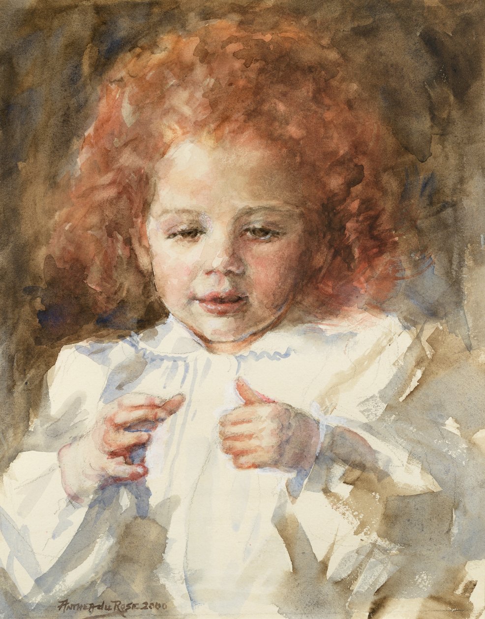 Little Girl Counting, 2000 (akvarell) av Anthea Durose