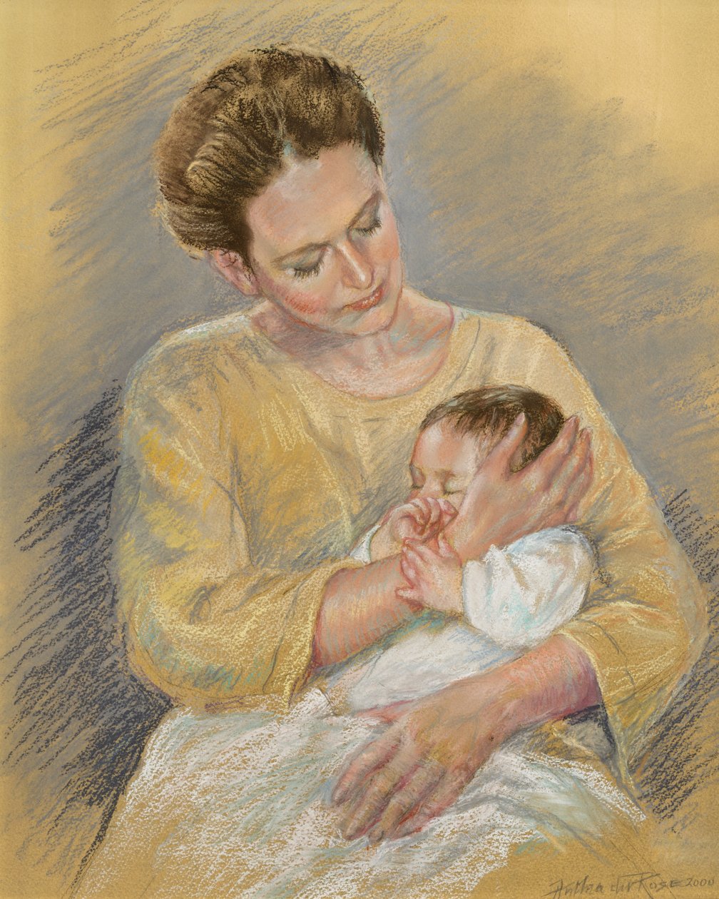 Vanessa Macdonald-Haig med barnebarnet Toby, 2000 (pastell) av Anthea Durose