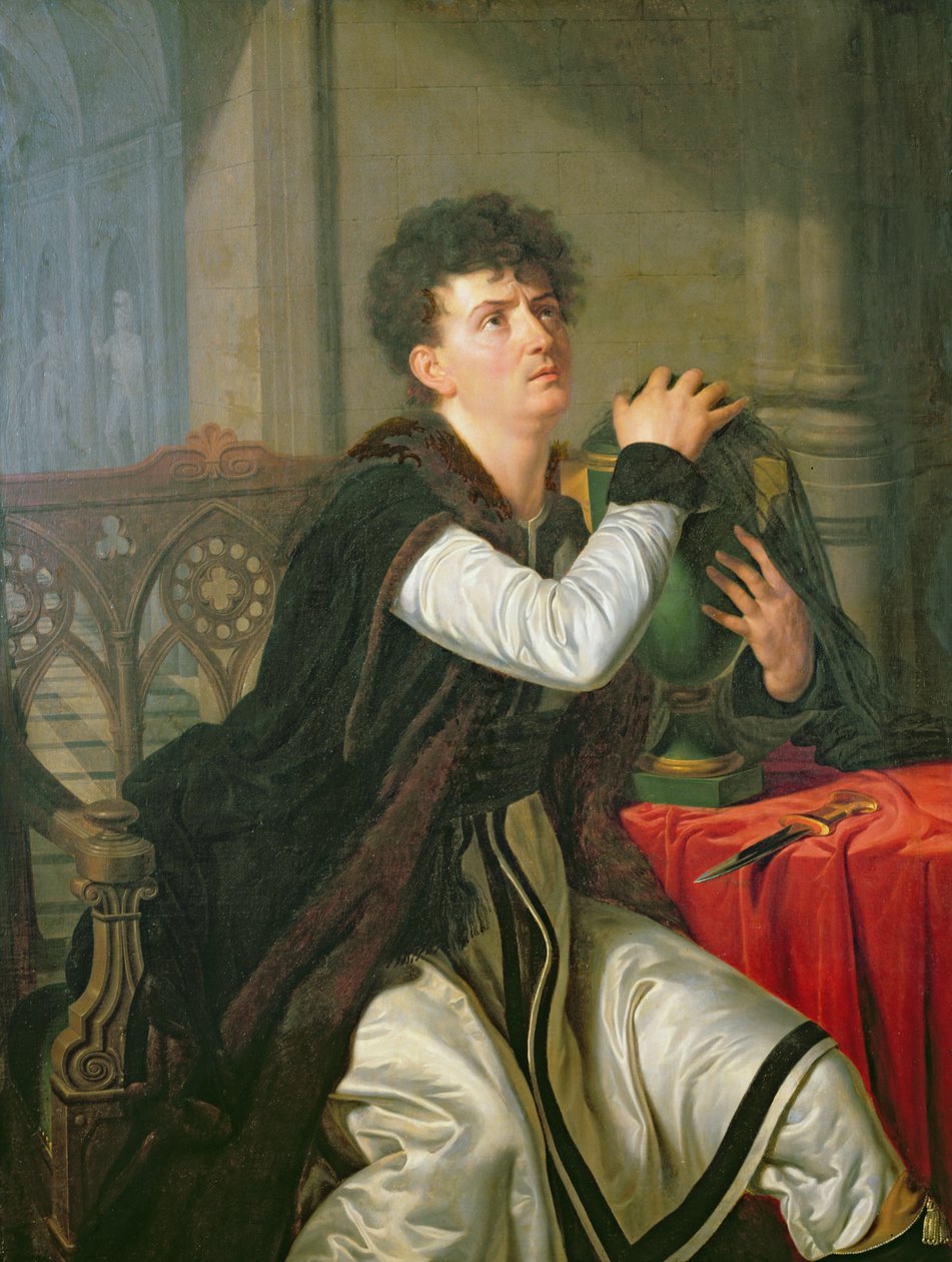 Portrett av Francois Joseph Talma (1763-1826) som Hamlet av Anthelme Francois Lagrenee