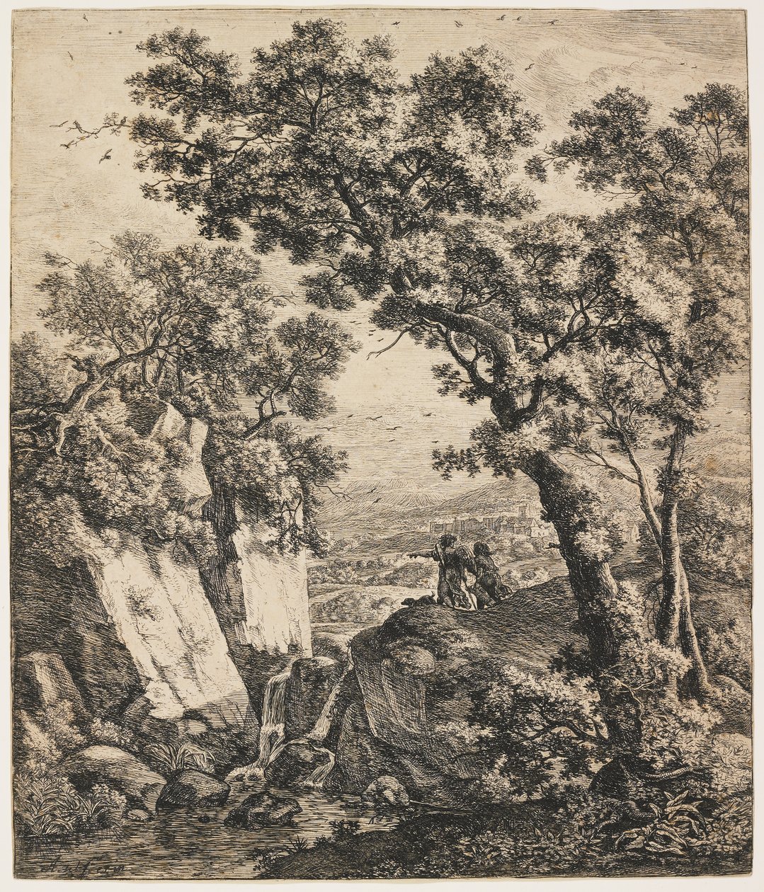 Landskap med Tobias og engelen, ca. 1660 av Anthonie Waterloo
