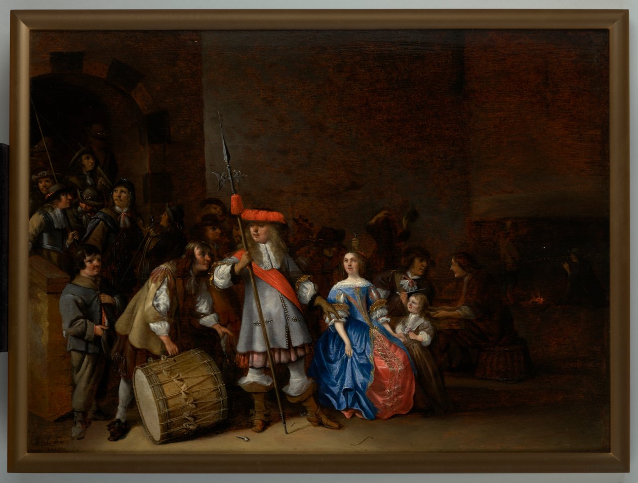 Vaktromsscene (olje på panel) av Anthonie (1601 73) Palamedesz