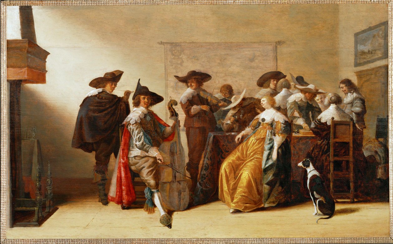 Samfunnsscene (maleri på eik) av Anthonie (1601-73) Palamedesz