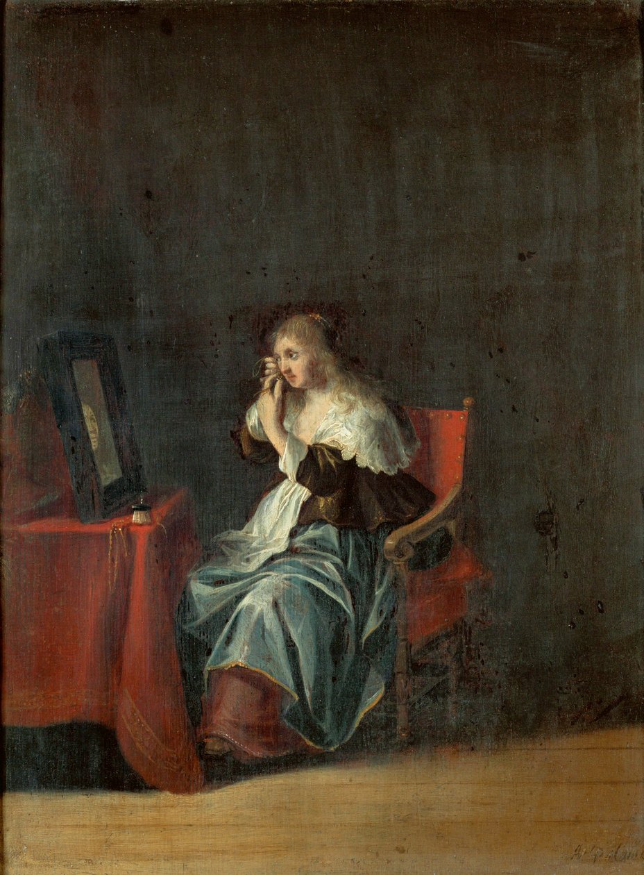 De fem sansene: synet (maleri på tre) av Anthonie (1601-73) Palamedesz