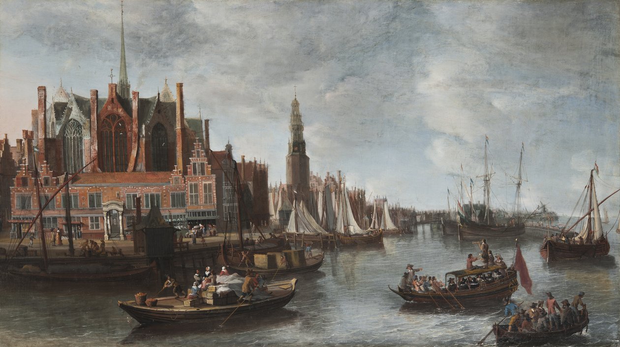 Utsikt over New Church i Amsterdam av Anthonie Beerstraten
