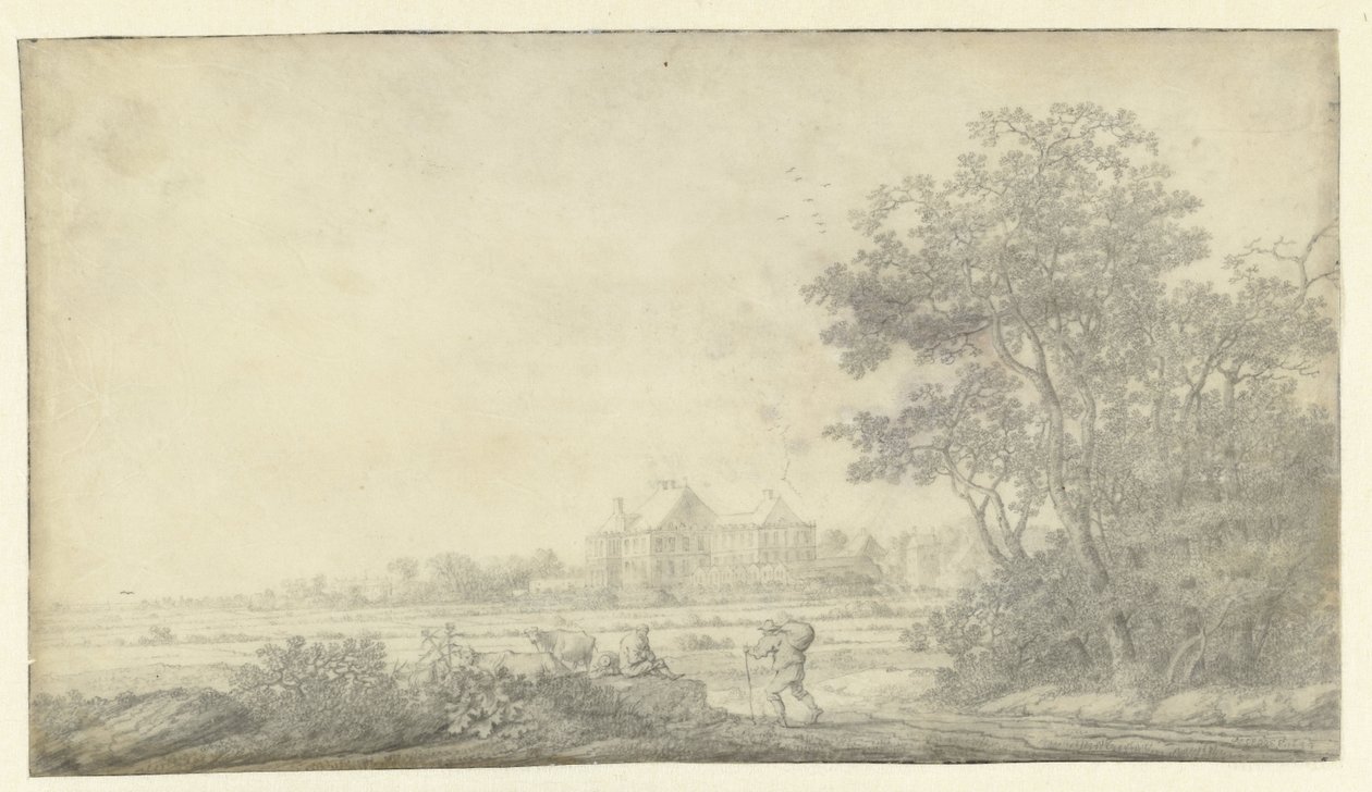 Utsikt over Huis ter Nieuburch, Rijswijk, sett fra øst av Anthonie Jansz. van der Croos