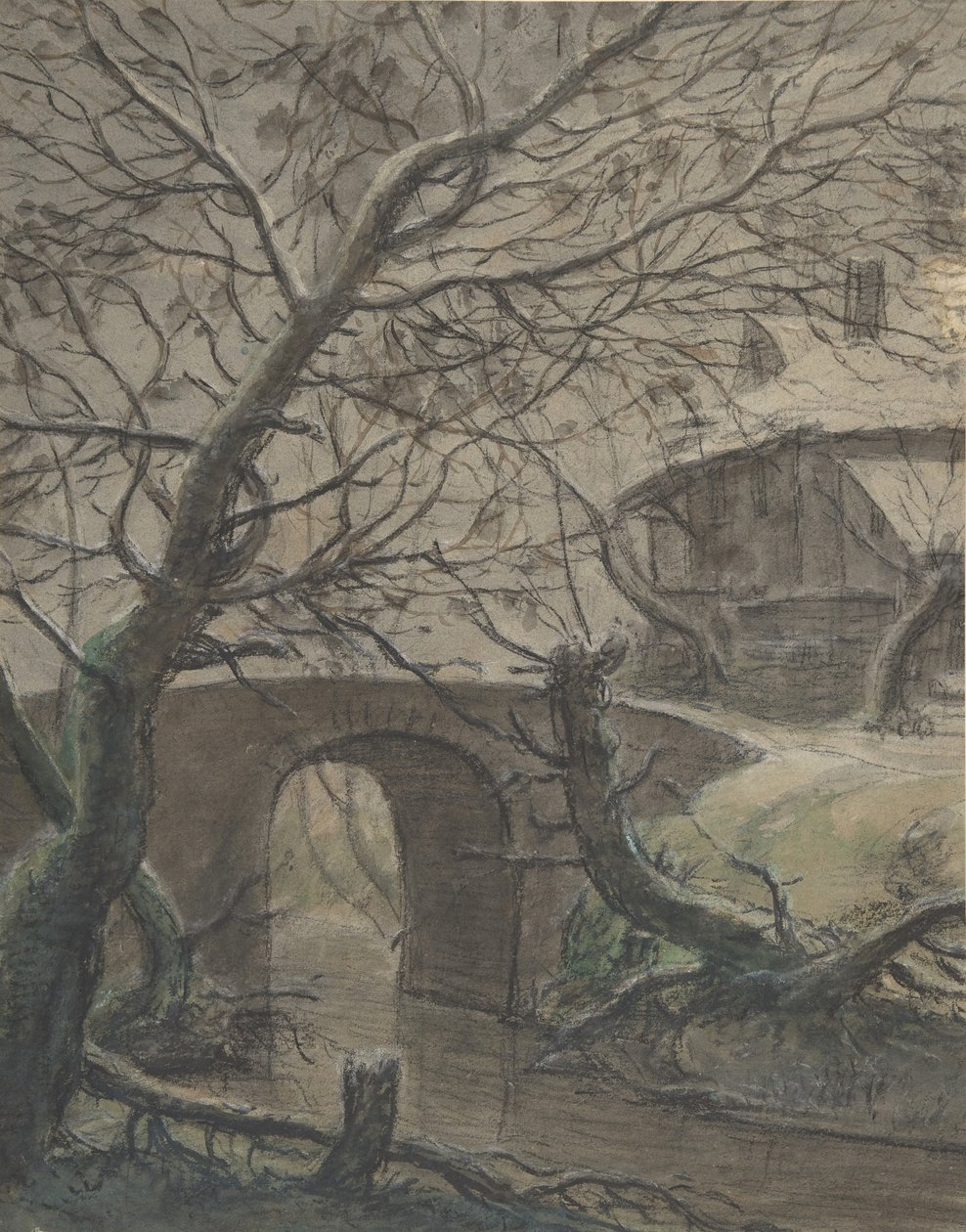 Et hus nær en bro, 1600-tallet. av Anthonie Waterloo