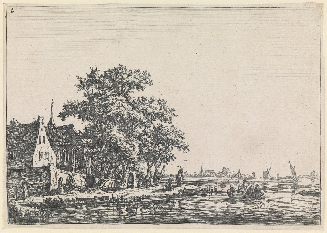 Kirkegård ved vannkanten (nr. 2 fra en serie på 12 trykk) av Anthonie Waterloo