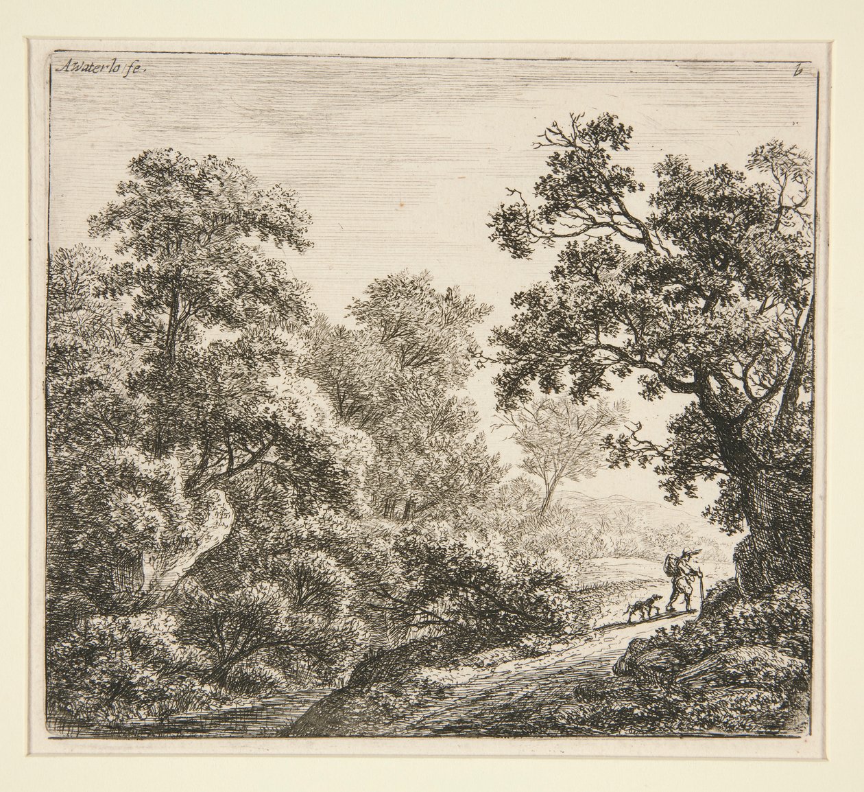 Landskap (den reisende og hunden hans) av Anthonie Waterloo