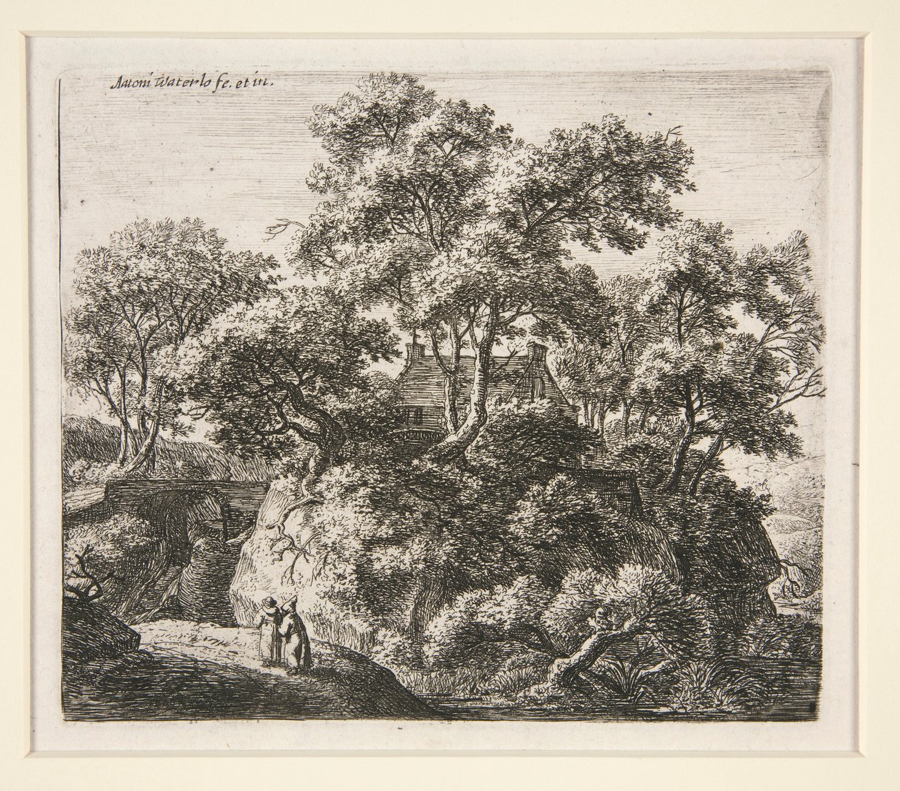 Landskap med to eremitter av Anthonie Waterloo