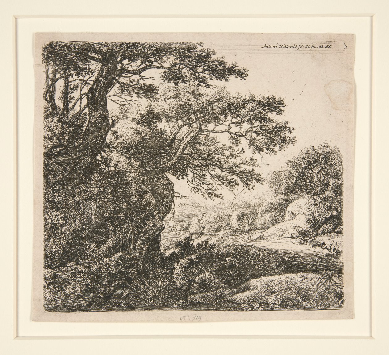 Man Sleeping Beside the Road, fra et sett med 6 etsninger, B. 47-52 av Anthonie Waterloo