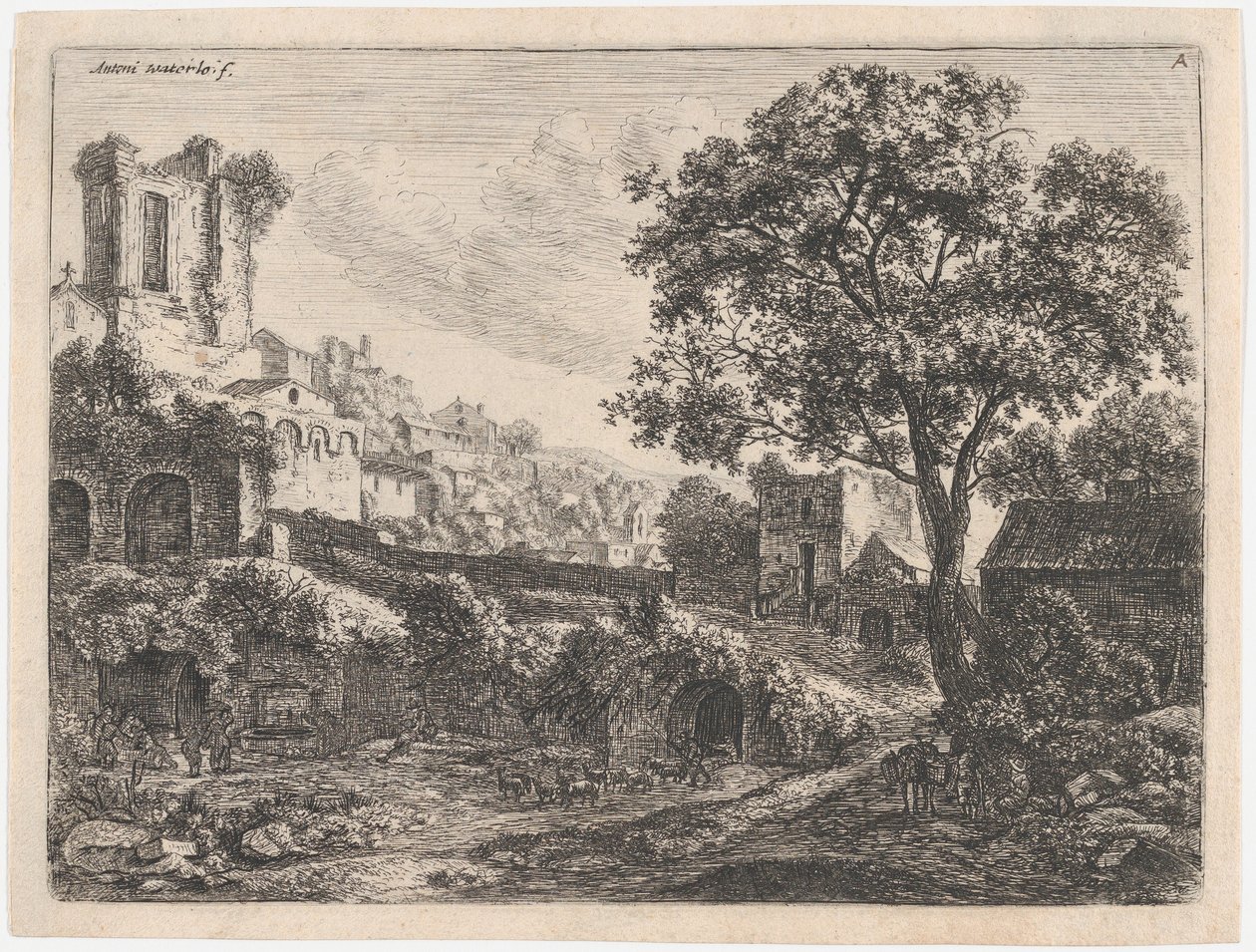 Ruin ved inngangen til en by, 1600-tallet. av Anthonie Waterloo