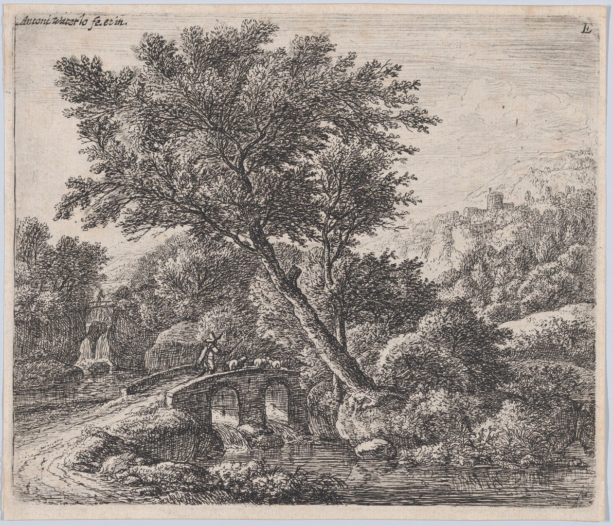 Hyrde på en liten bro, 1600-tallet. av Anthonie Waterloo