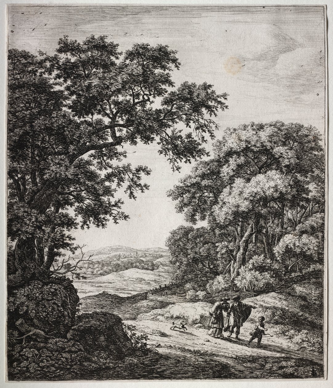 Seks store oppreiste landskap med scener fra Det gamle testamente: Abraham avviser Hagar og Ismael av Anthonie Waterloo