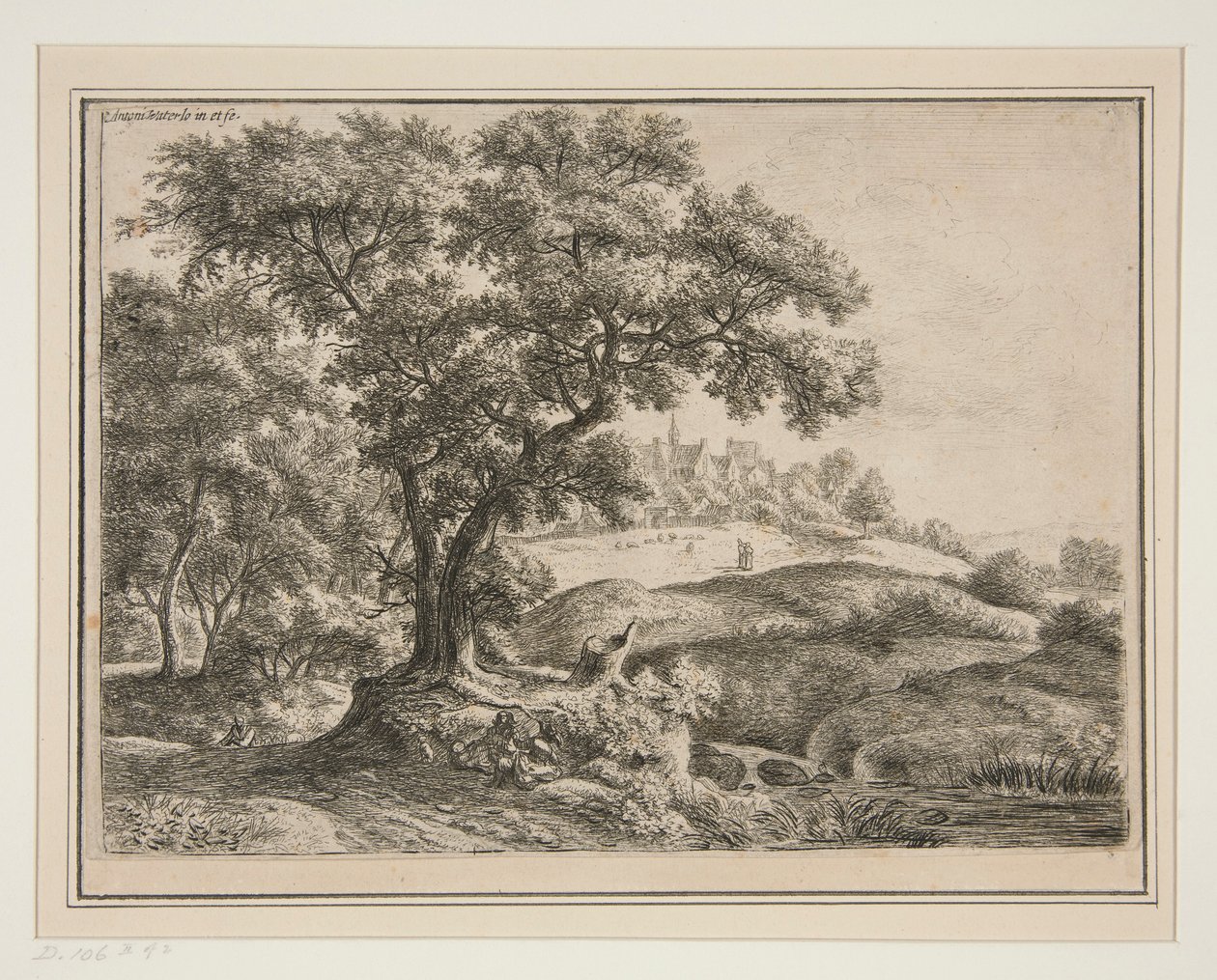 The Edge of the Woods med Village on the Heights av Anthonie Waterloo