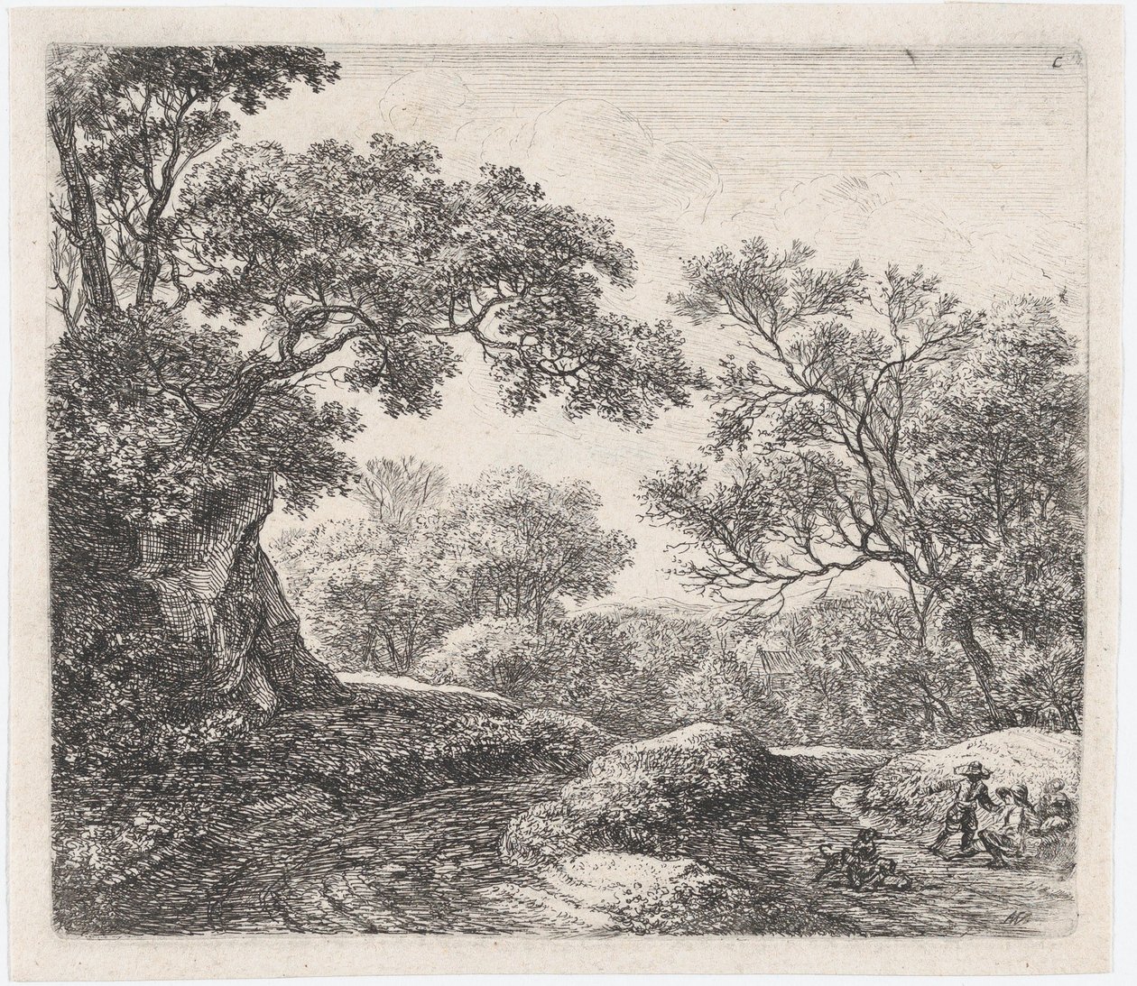Three Boys and their Dogs The Alley in the Wood, 1600-tallet. av Anthonie Waterloo