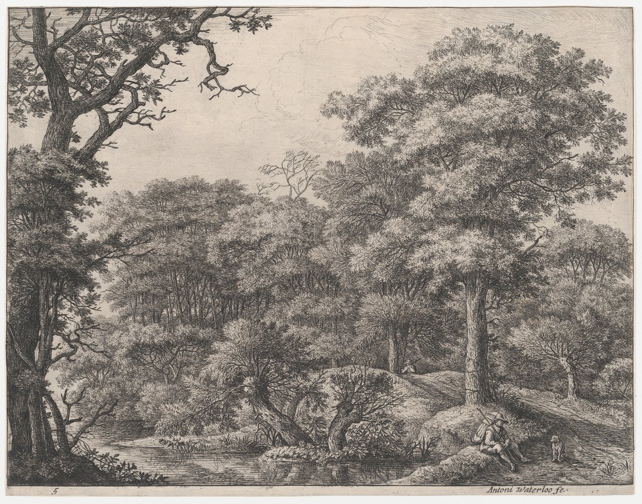 Reisende hviler i skogen, 1600-tallet. av Anthonie Waterloo