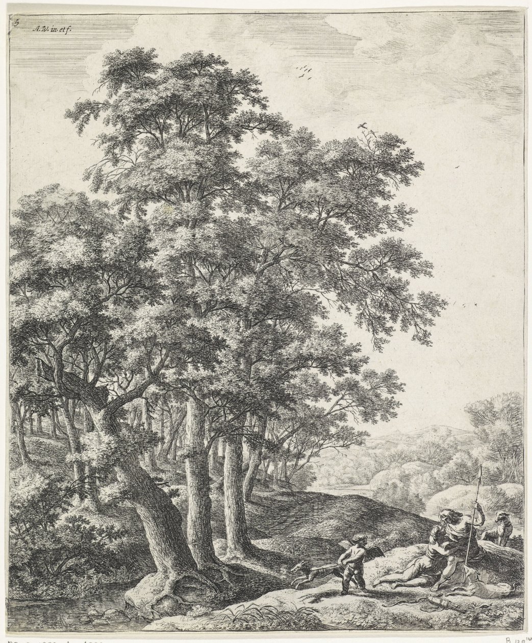 Venus og Adonis av Anthonie Waterloo