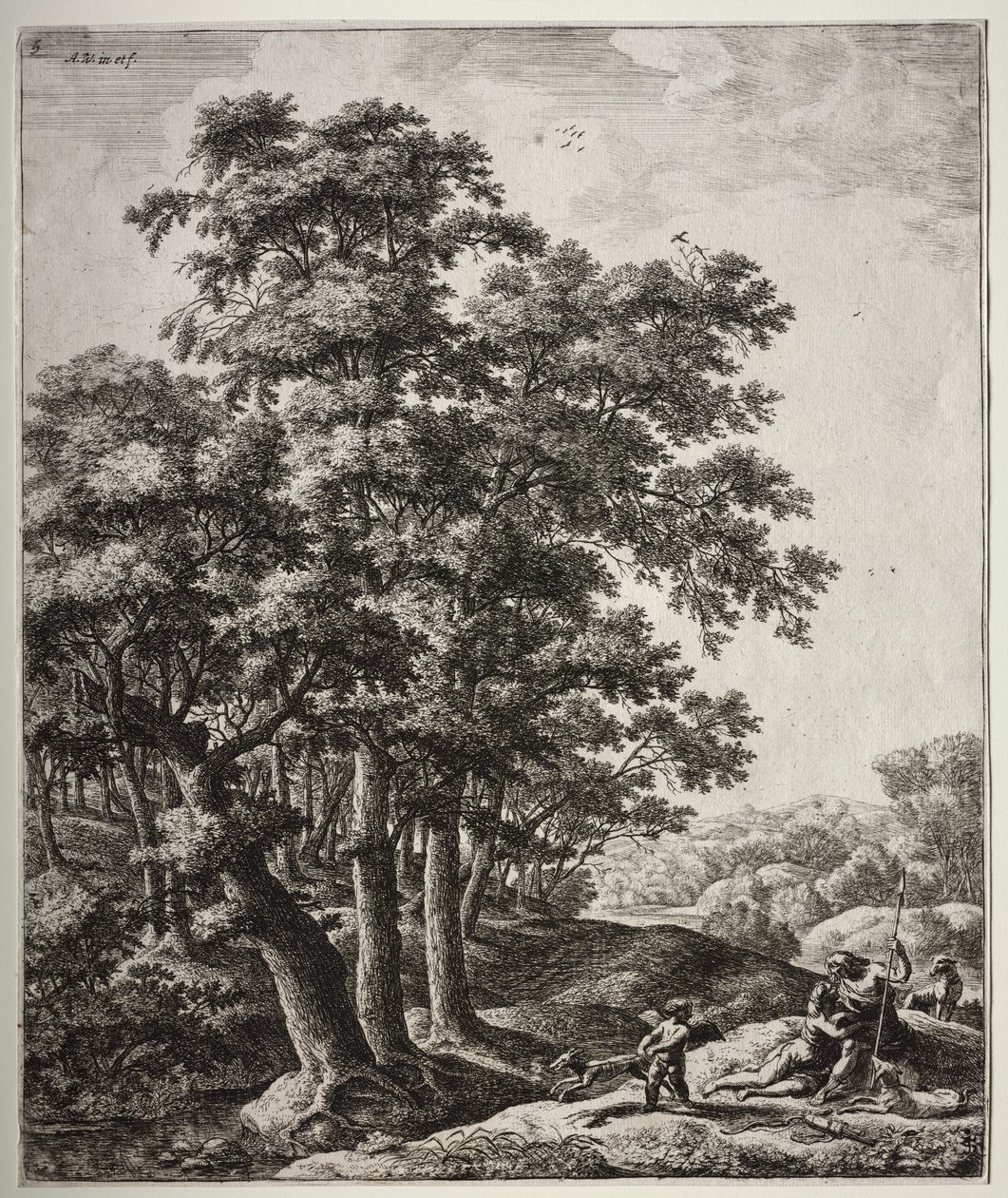 Venus og Adonis. av Anthonie Waterloo