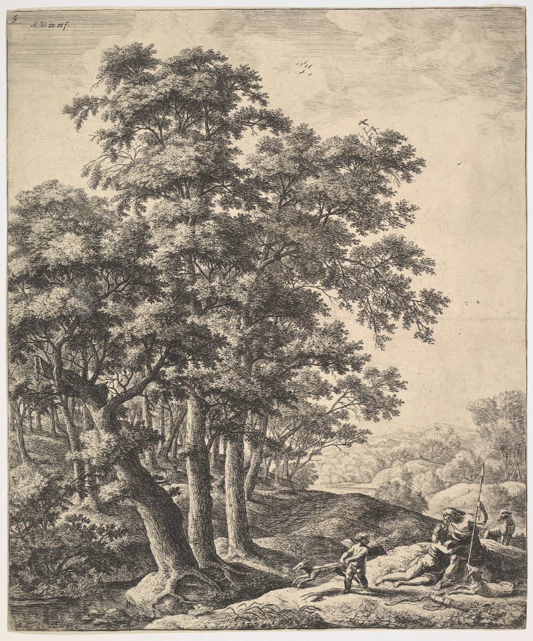Venus og Adonis. av Anthonie Waterloo