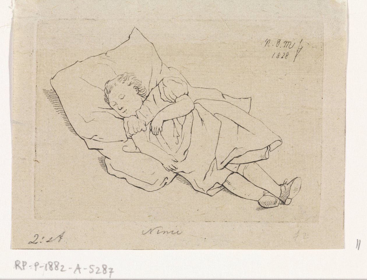 Sovende barn på en pute av Anthonie Willem Hendrik Nolthenius de Man