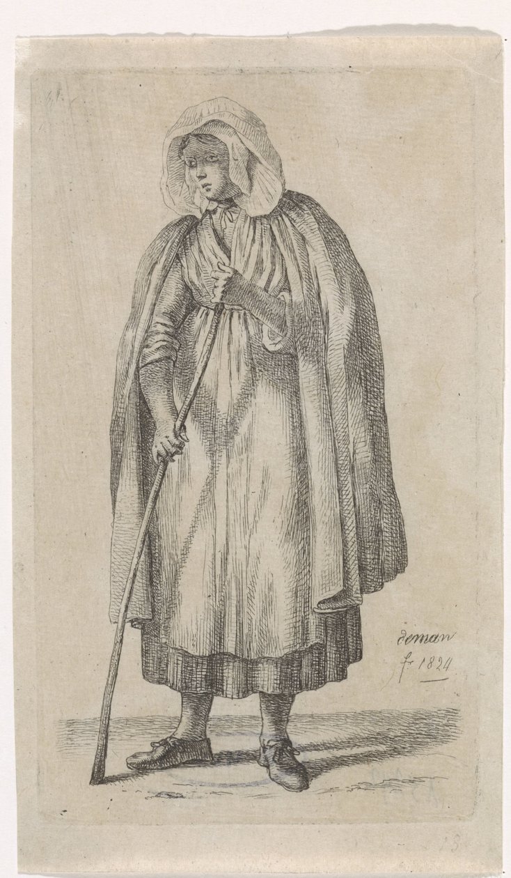 Kvinne med kappe og stokk av Anthonie Willem Hendrik Nolthenius de Man