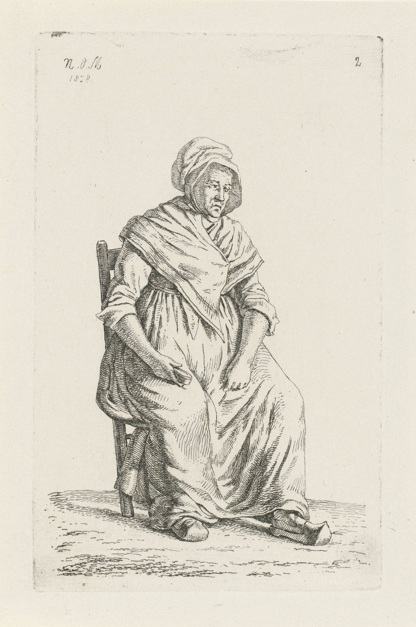 Sittende bondekone fra Vallonia Bønder og kvinnelige bønder fra Storbritannia av Nederland (serietittel) av Anthonie Willem Hendrik Nolthenius de Man