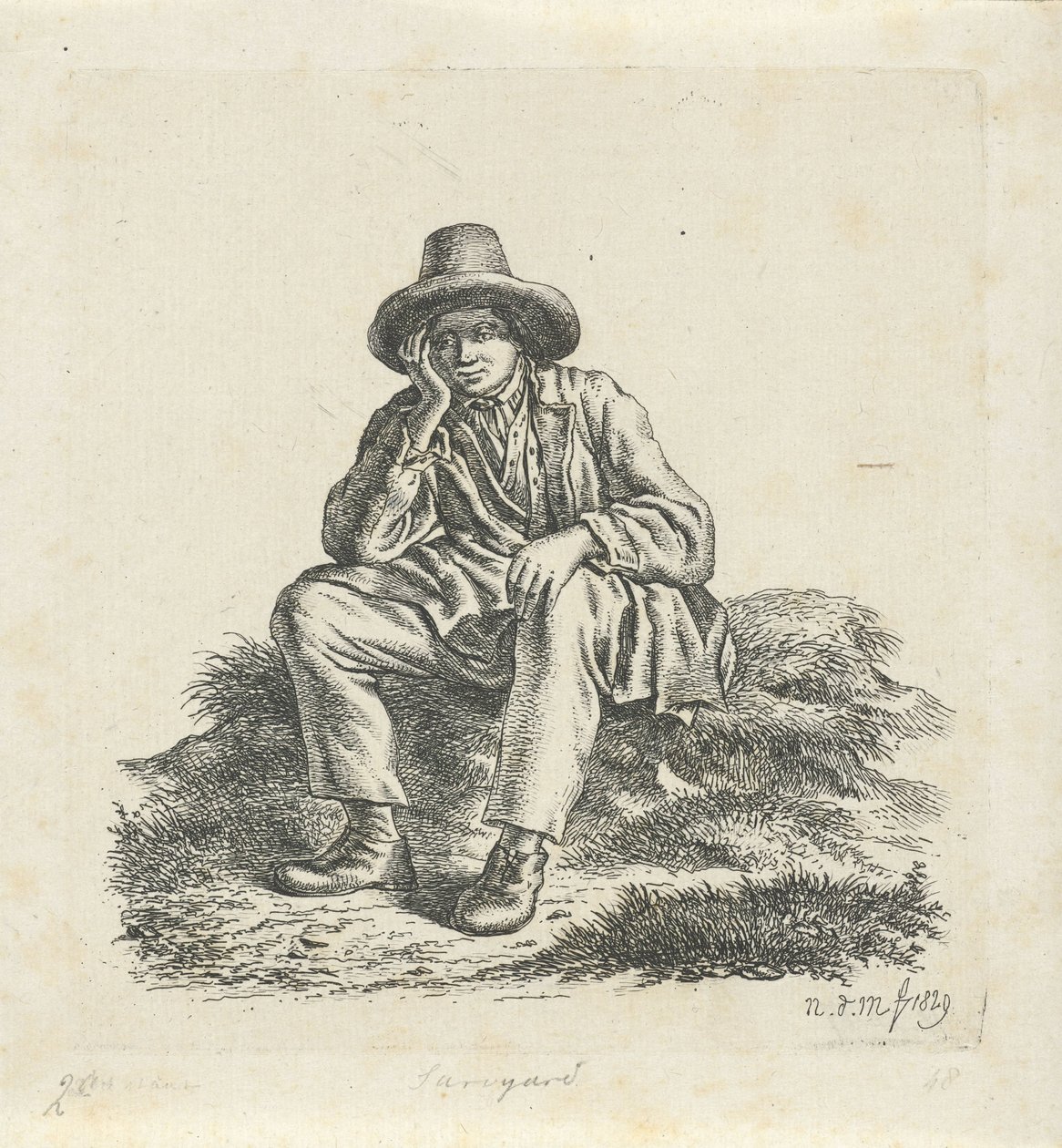 Sittende mann som støtter hodet av Anthonie Willem Hendrik Nolthenius de Man
