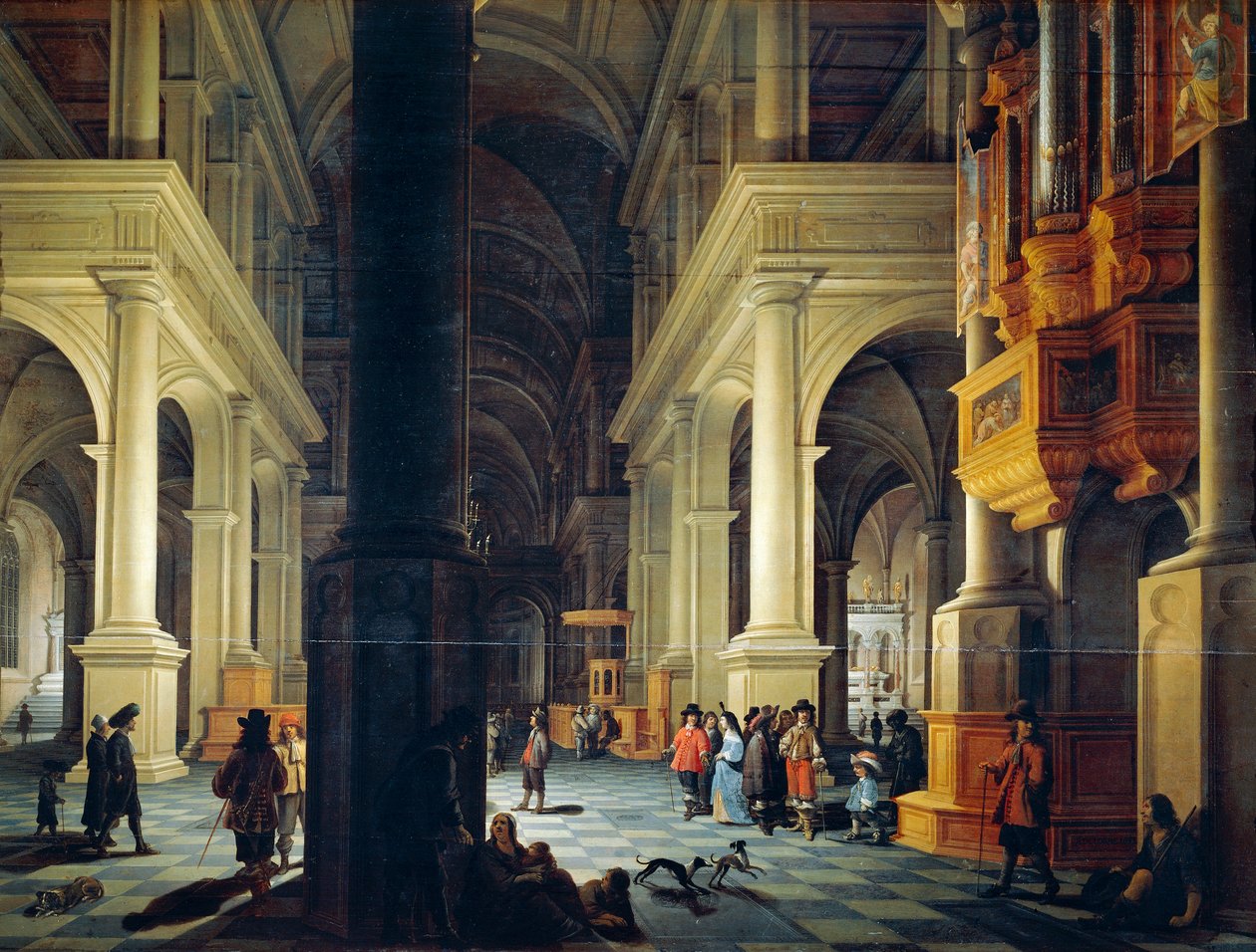 Interiør av tempel, av Anthonie De Lorme (ca 1610-1673) av Anthonie de Lorme