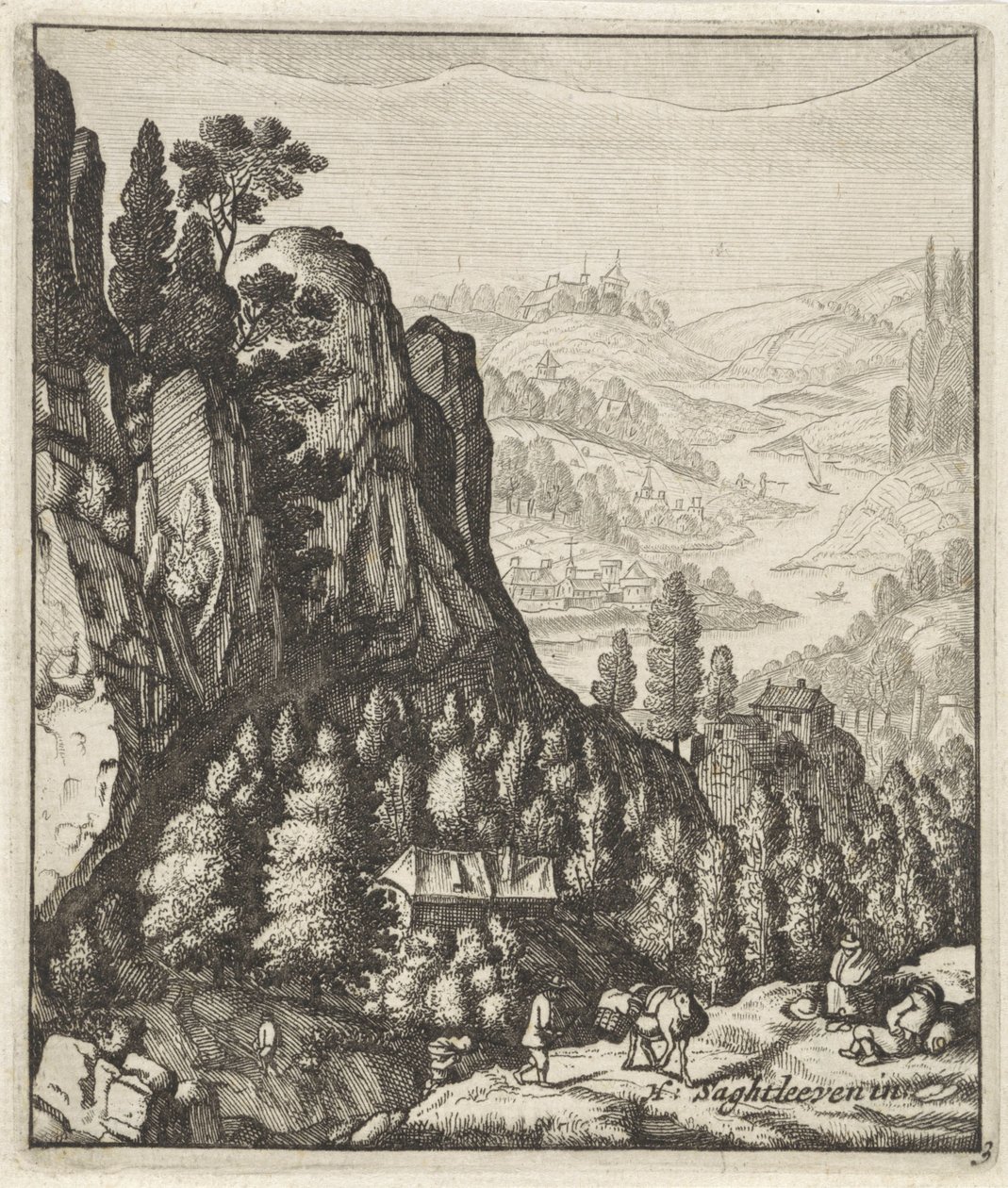 Steinete fjellandskap med bønder av Anthonie de Winter (attributed to)
