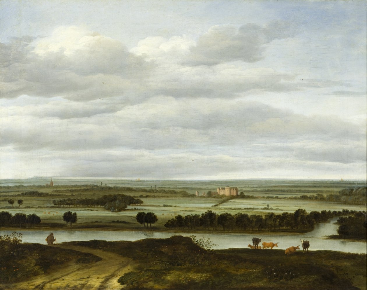 Panoramalandskap nær Rhenen med Huis ter Lede av Anthonie van Borssom