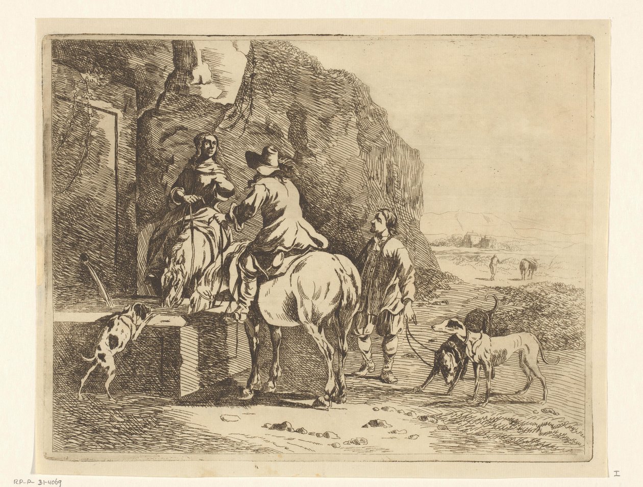Ryttere ved vannhull av Anthonie van den Bos