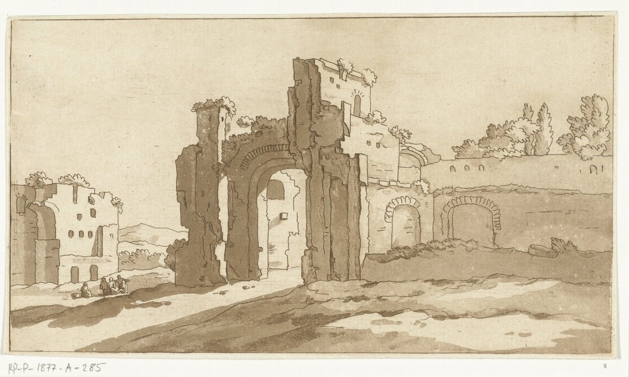 Ruinene av den store salen til badene i Caracalla, Roma av Anthonie van den Bos