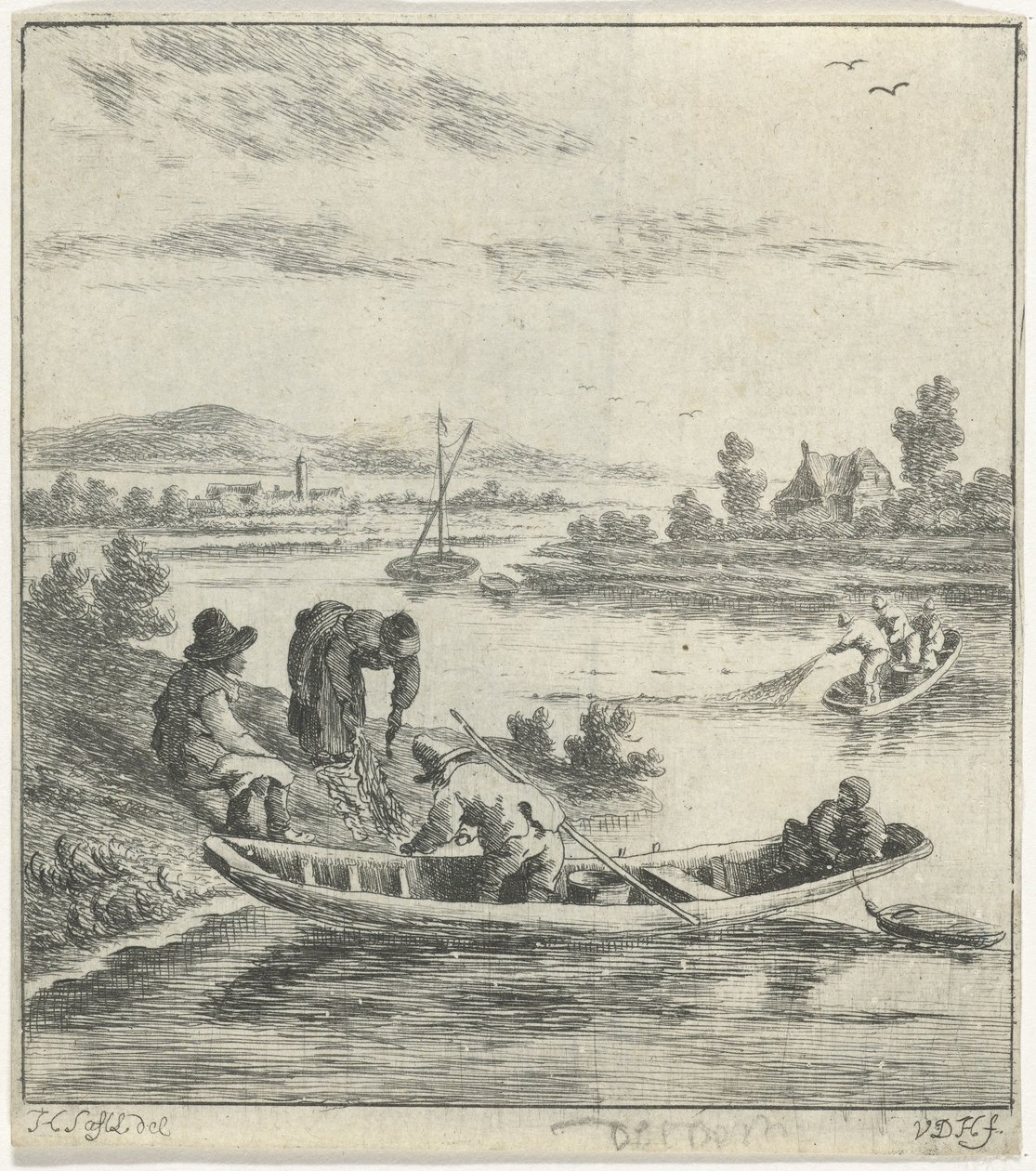 Fiskere på en elv av Anthonij van der Haer