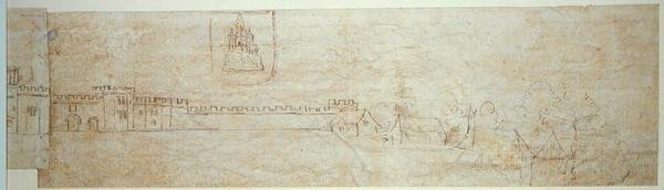 Yttermuren til Richmond Palace, 1500-tallet (penn og blekk på papir) av Anthonis van den Wyngaerde