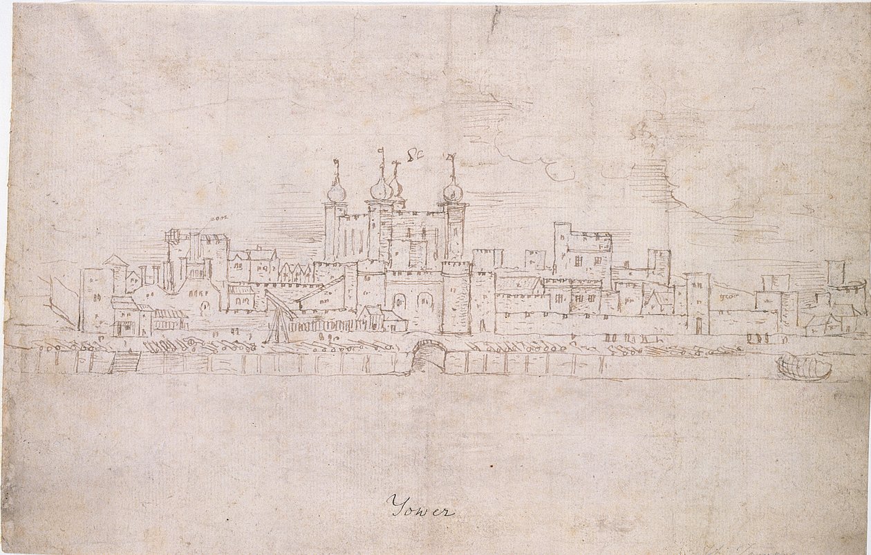 The Tower of London, ca. 1544 (penn og blekk på papir) av Anthonis van den Wyngaerde