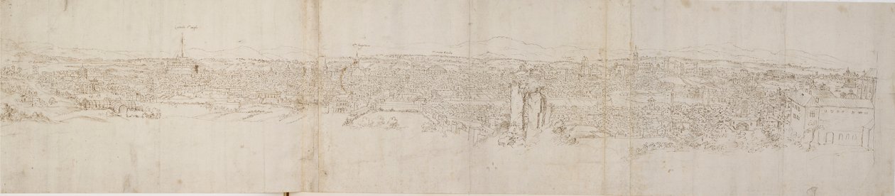 Panoramautsikt over Roma fra Monte Janiculus, c1550-tallet av Anthonis van den Wyngaerde