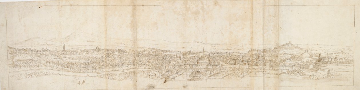 Panoramautsikt over Roma fra Monte Mario, Castel S. Angelo i forgrunnen, c1550-tallet av Anthonis van den Wyngaerde