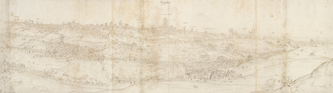 Panoramautsikt over Segovia fra øst, c1560-1570 av Anthonis van den Wyngaerde