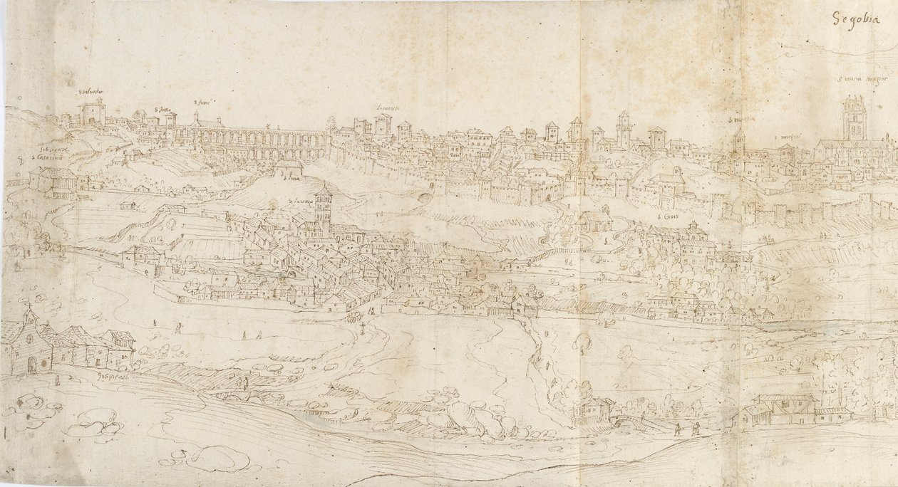 Panoramautsikt over Segovia fra øst, c1560-1570 av Anthonis van den Wyngaerde