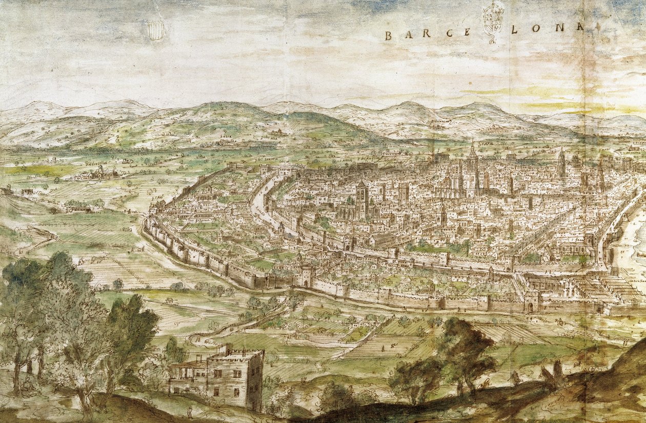 Utsikt over Barcelona, 1563 av Anthonis van den Wyngaerde