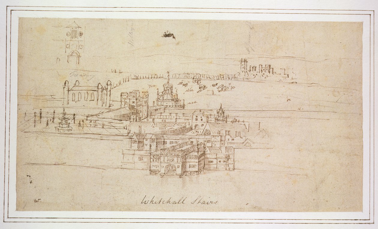 Whitehall Stairs, ca. 1544 (penn og blekk på papir) av Anthonis van den Wyngaerde