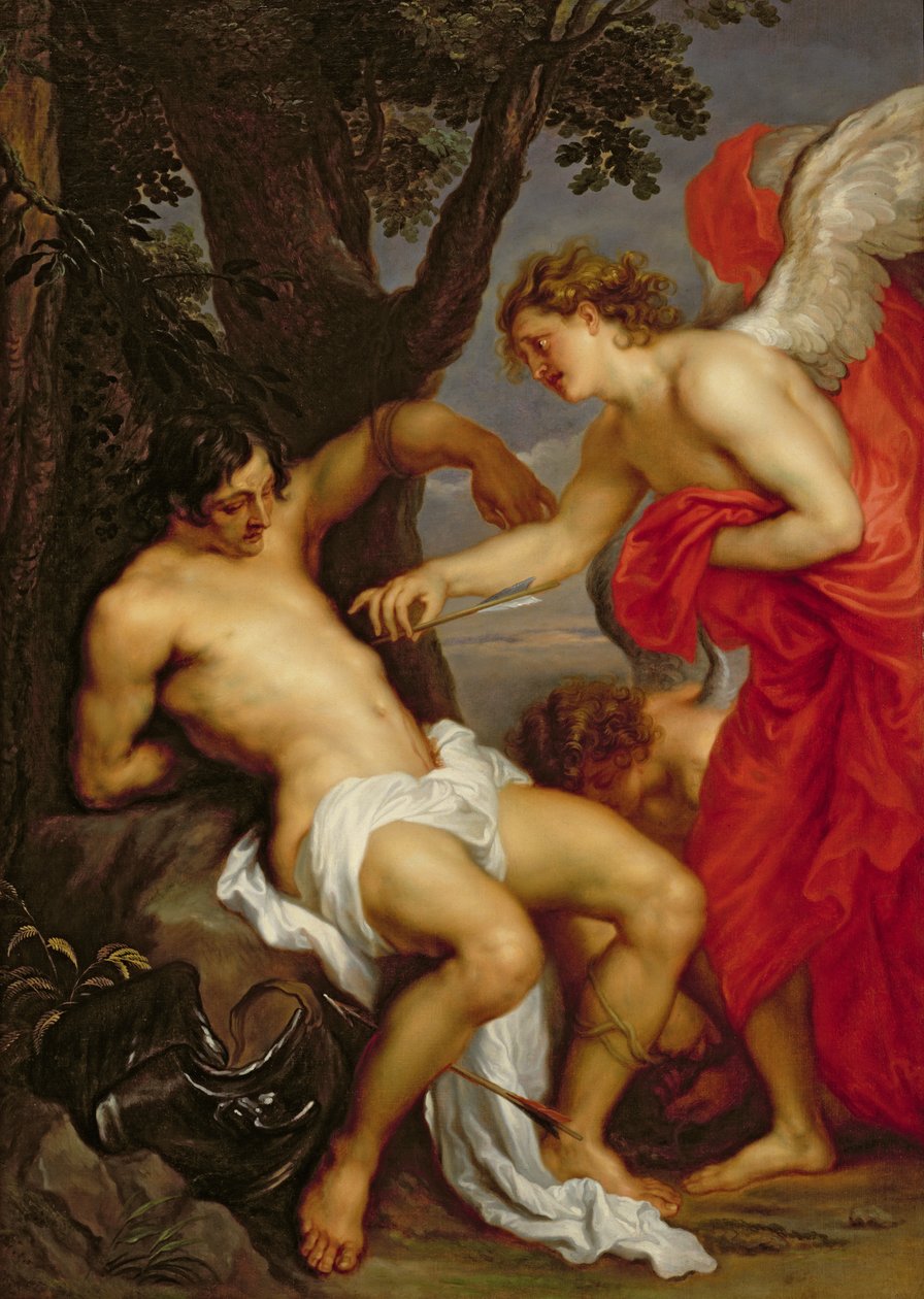 Den hellige Sebastian og engelen av Anthony van Dyck
