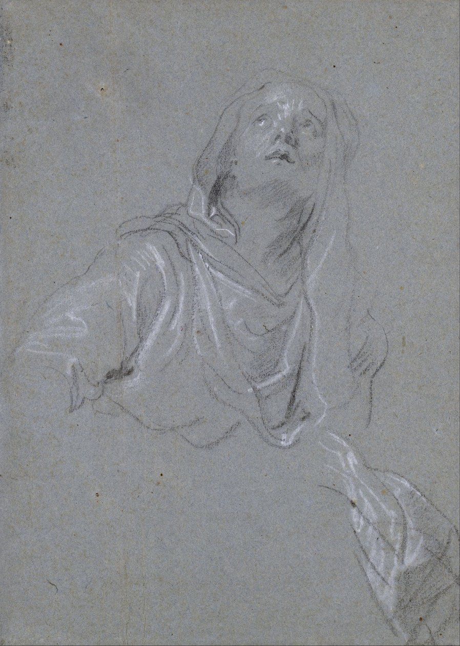 Studie av en Madonna som ser oppover av Anthony van Dyck