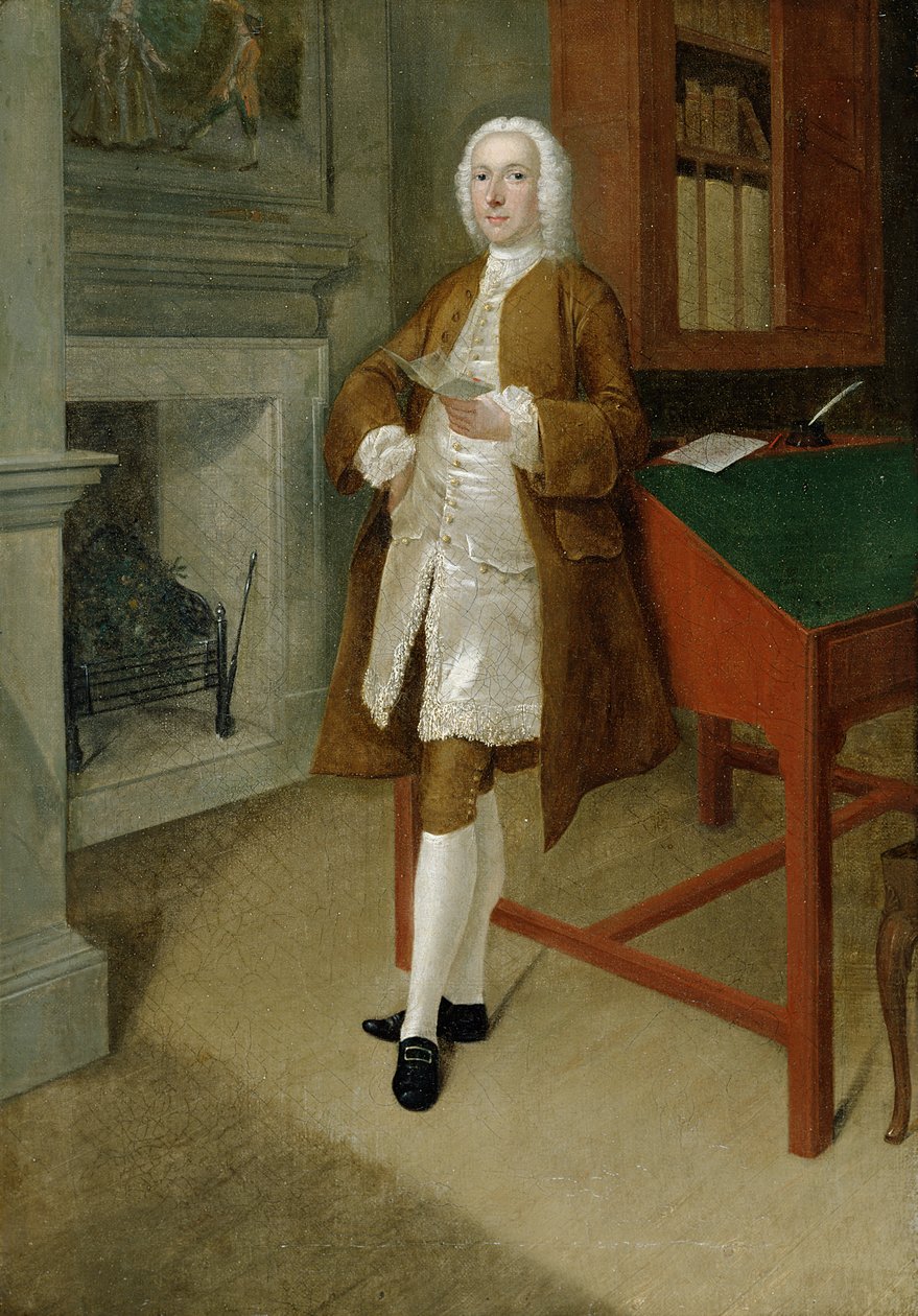 En ukjent mann i et bibliotek, ca. 1740-41 av Anthony Devis