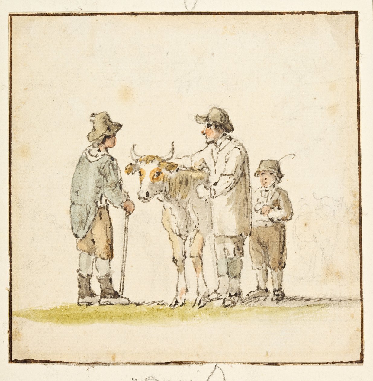 Studie av rustikke figurer (blekk på papir) av Anthony Devis